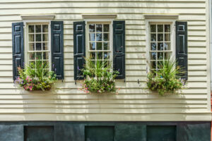 Window planters in Charleston, South Carolina. Historic home.