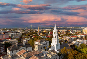 Charleston, South Carolina, USA: Aerial view of the city of Charleston, SC.